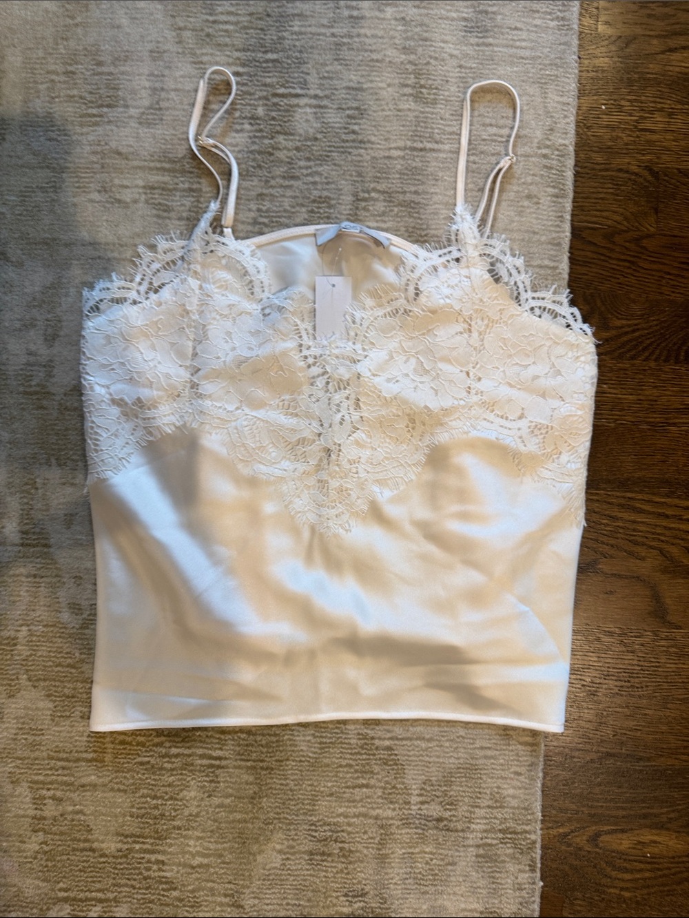 Loft Lace-Trim Satin Cami Top in White